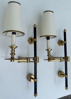 Pair of Maison Jansen  two Patina Retractable Sconces 3 pairs available