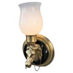 Pair of Maison Lancel Bronze Horse Head Wall Sconces