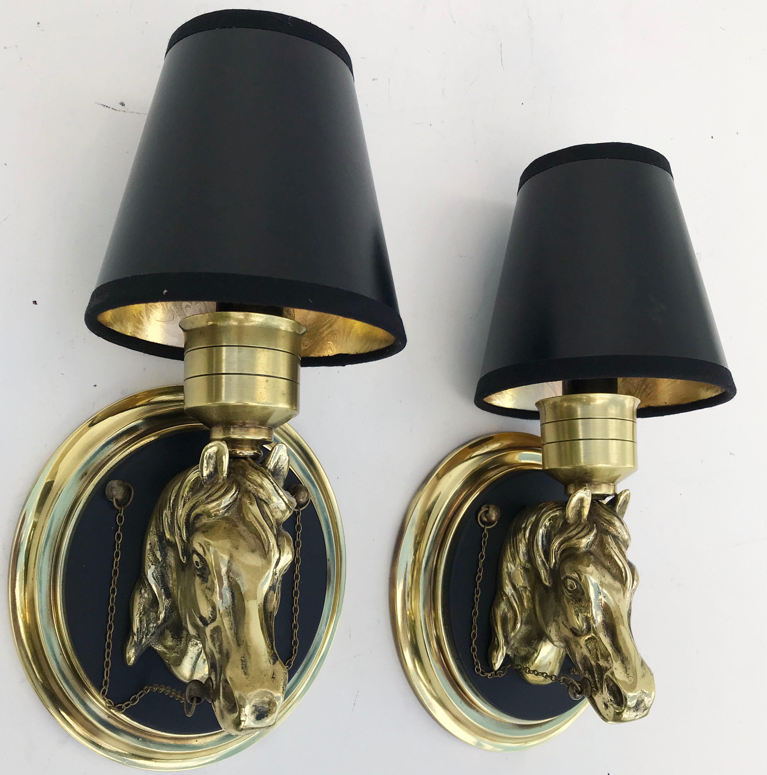 Brass Pair of Maison Lancel Bronze Sconces For Sale