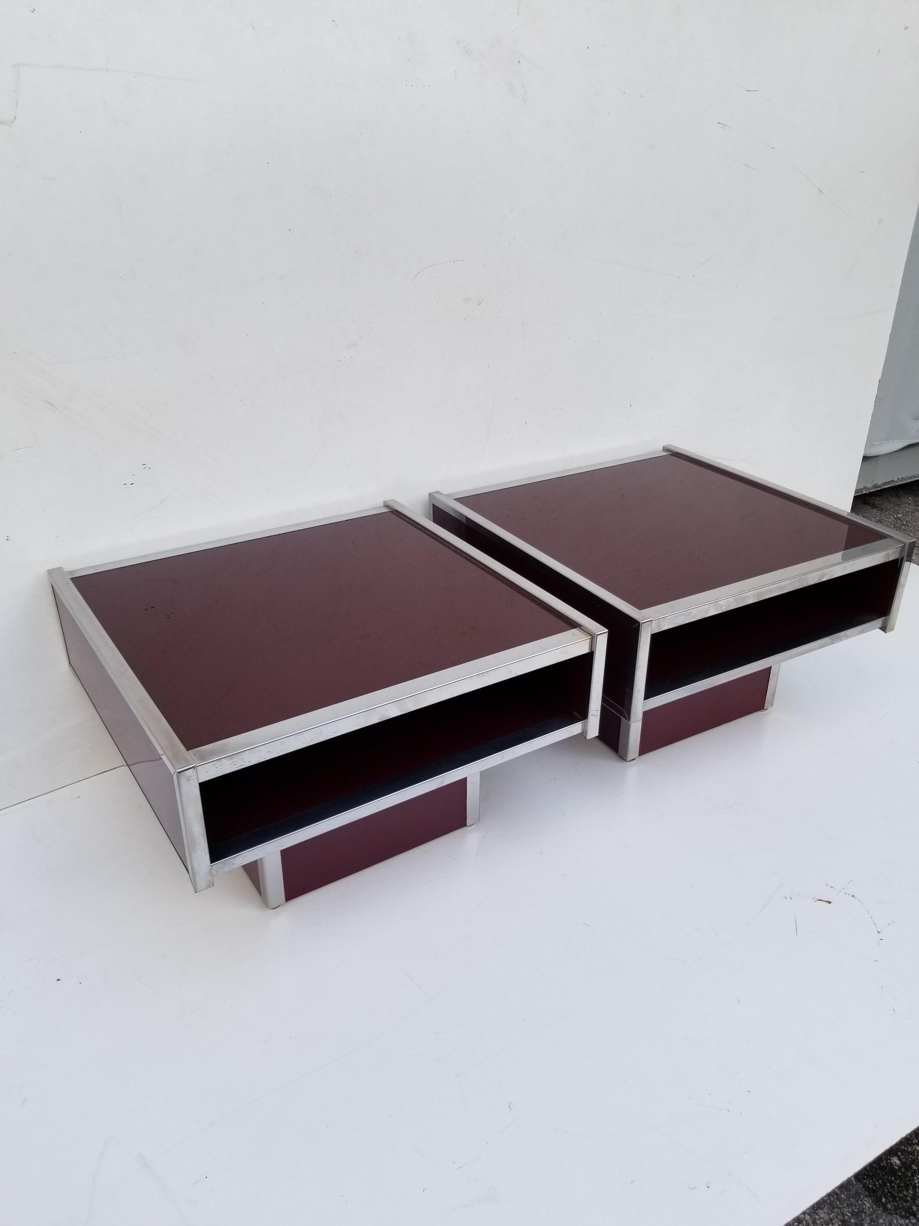 French Pair of Maison Lancel Side Tables