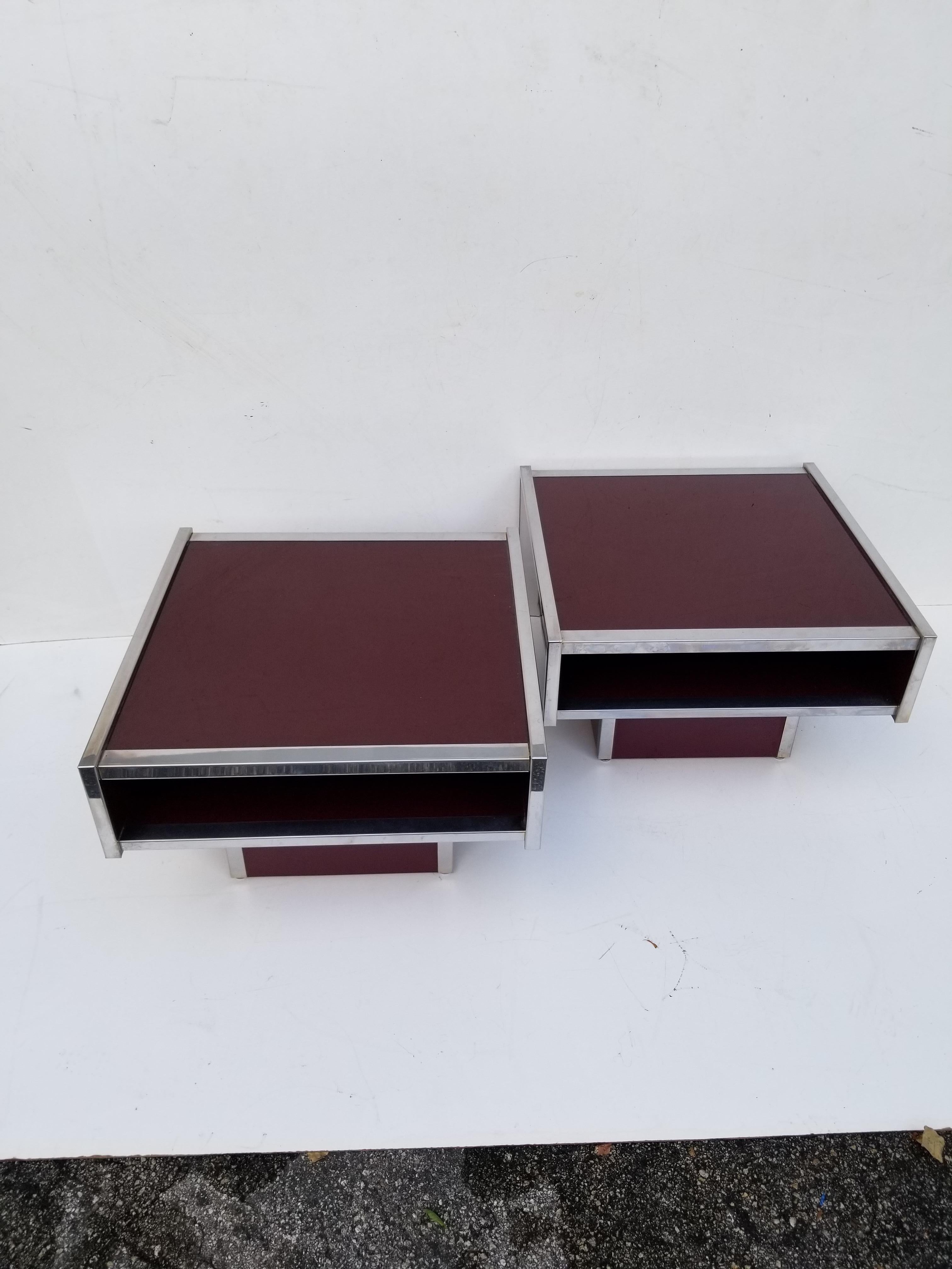 Pair of Maison Lancel Side Tables In Good Condition In Miami, FL