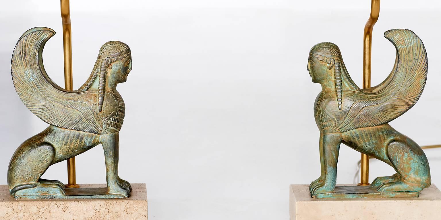 Pair of Maison Le Dauphin Sphinx Table Lamps, France, 1970s 4