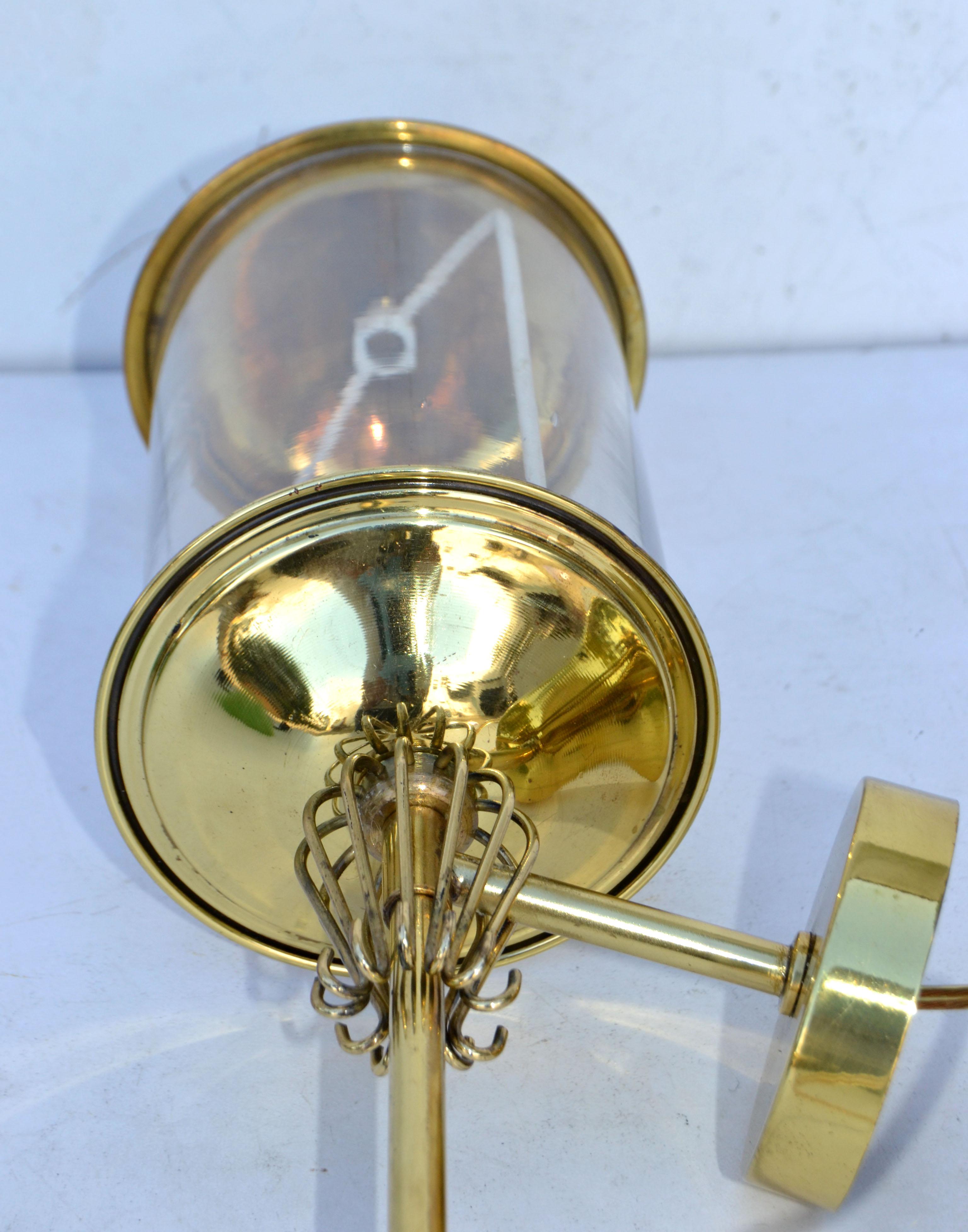 Pair of Maison Lunel Brass & Glass Sconces, Wall Lamp French Mid-Century Modern For Sale 7