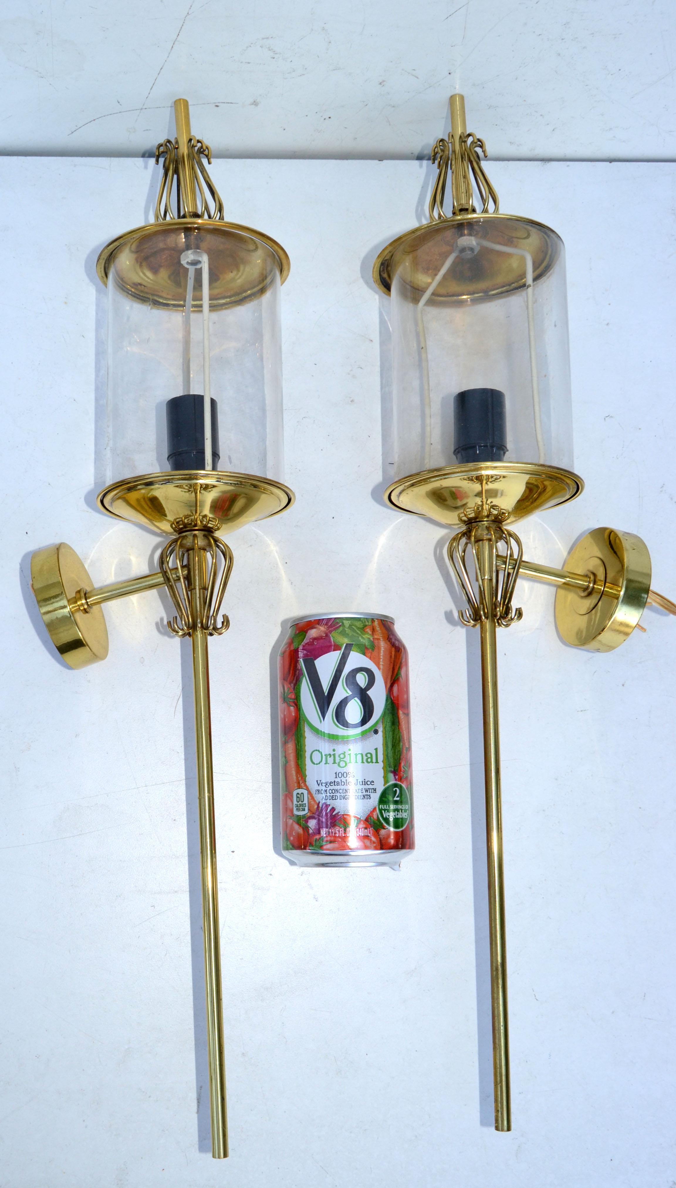 Pair of Maison Lunel Brass & Glass Sconces, Wall Lamp French Mid-Century Modern For Sale 10