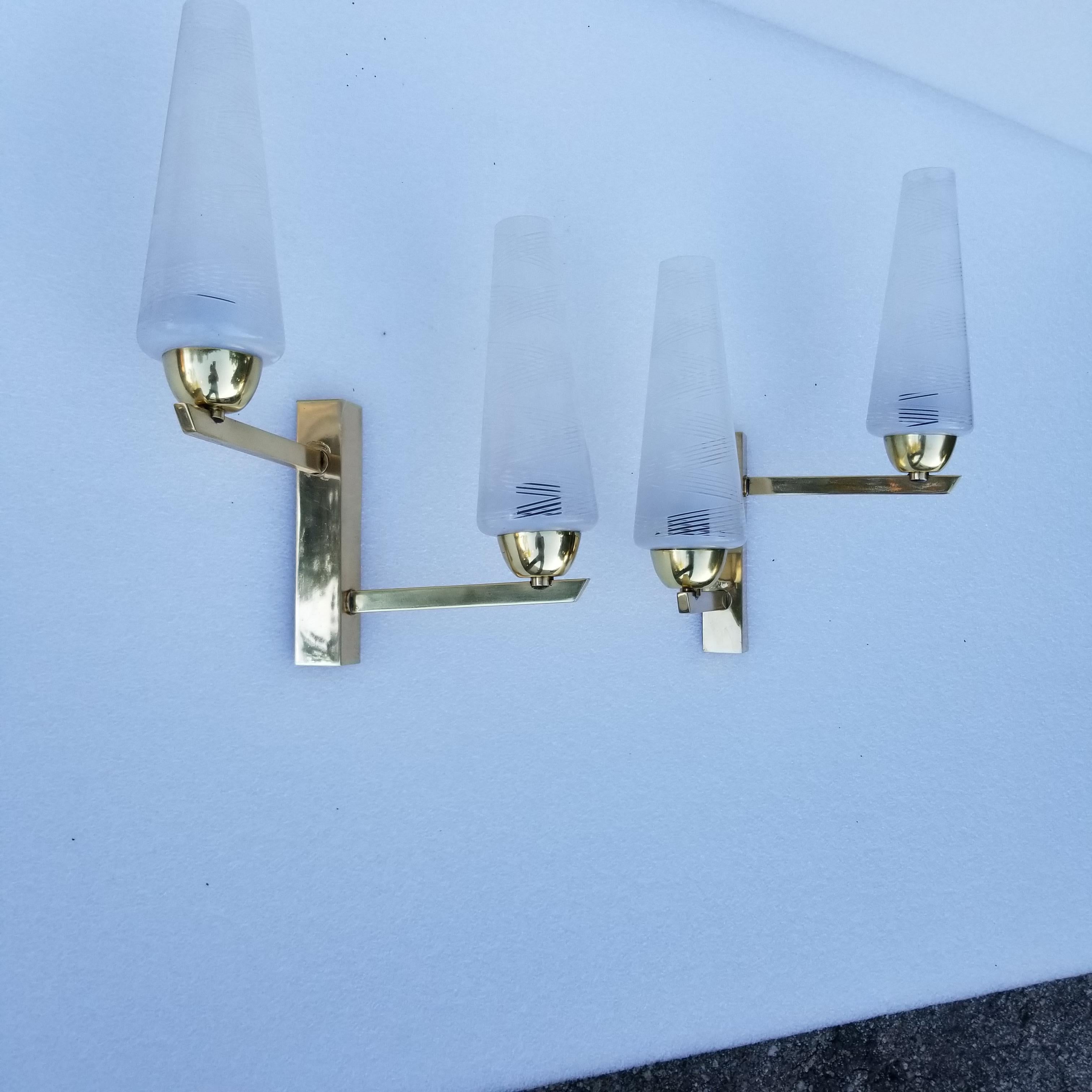 Pair of Maison Lunel Sconces In Good Condition For Sale In Miami, FL