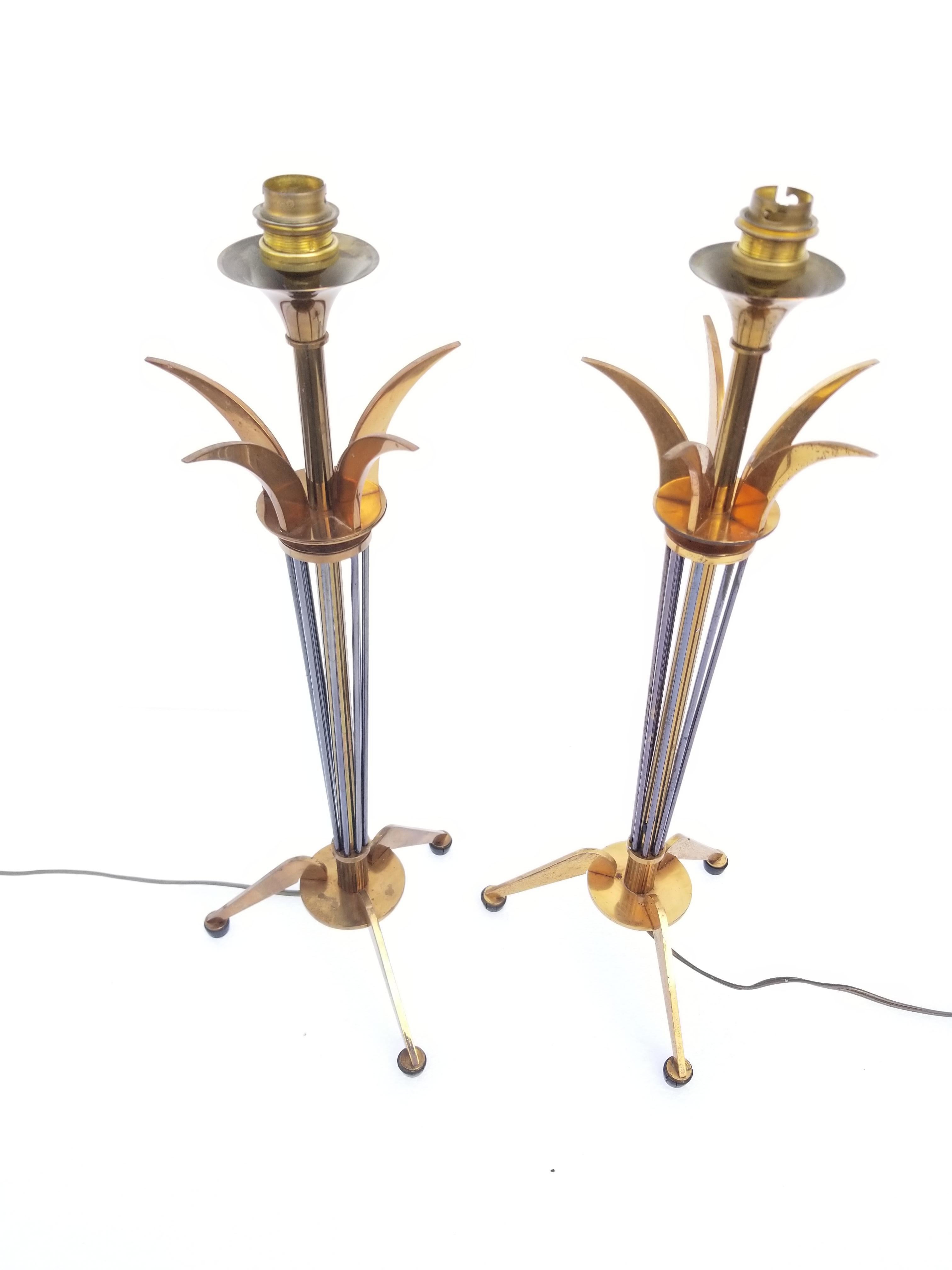French Pair of Maison Lunel Table Lamp For Sale
