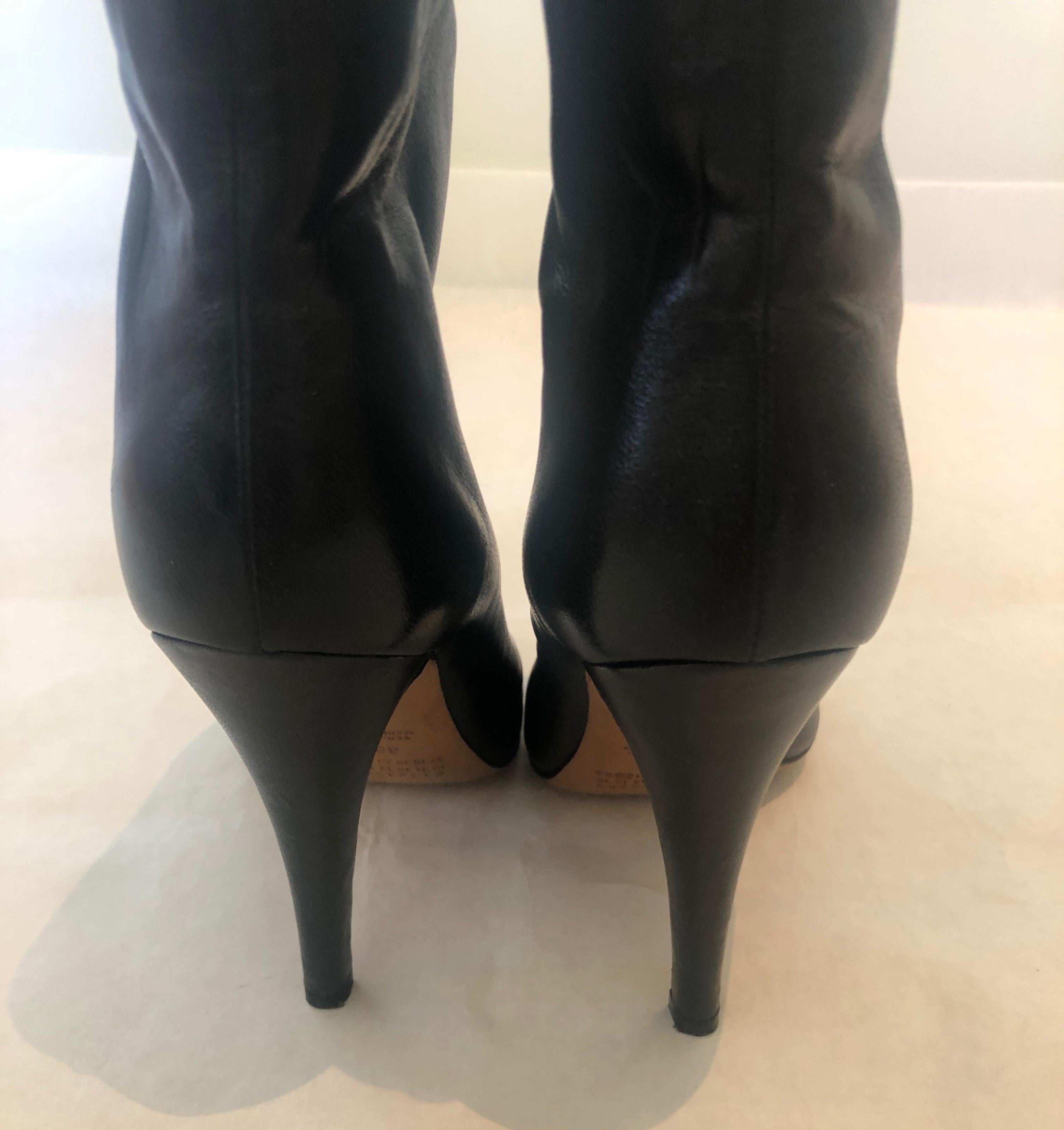 Pair of Maison Martin Margiala Black Open Toe Ankle Boots w/ Wide Unfitted Top  For Sale 5