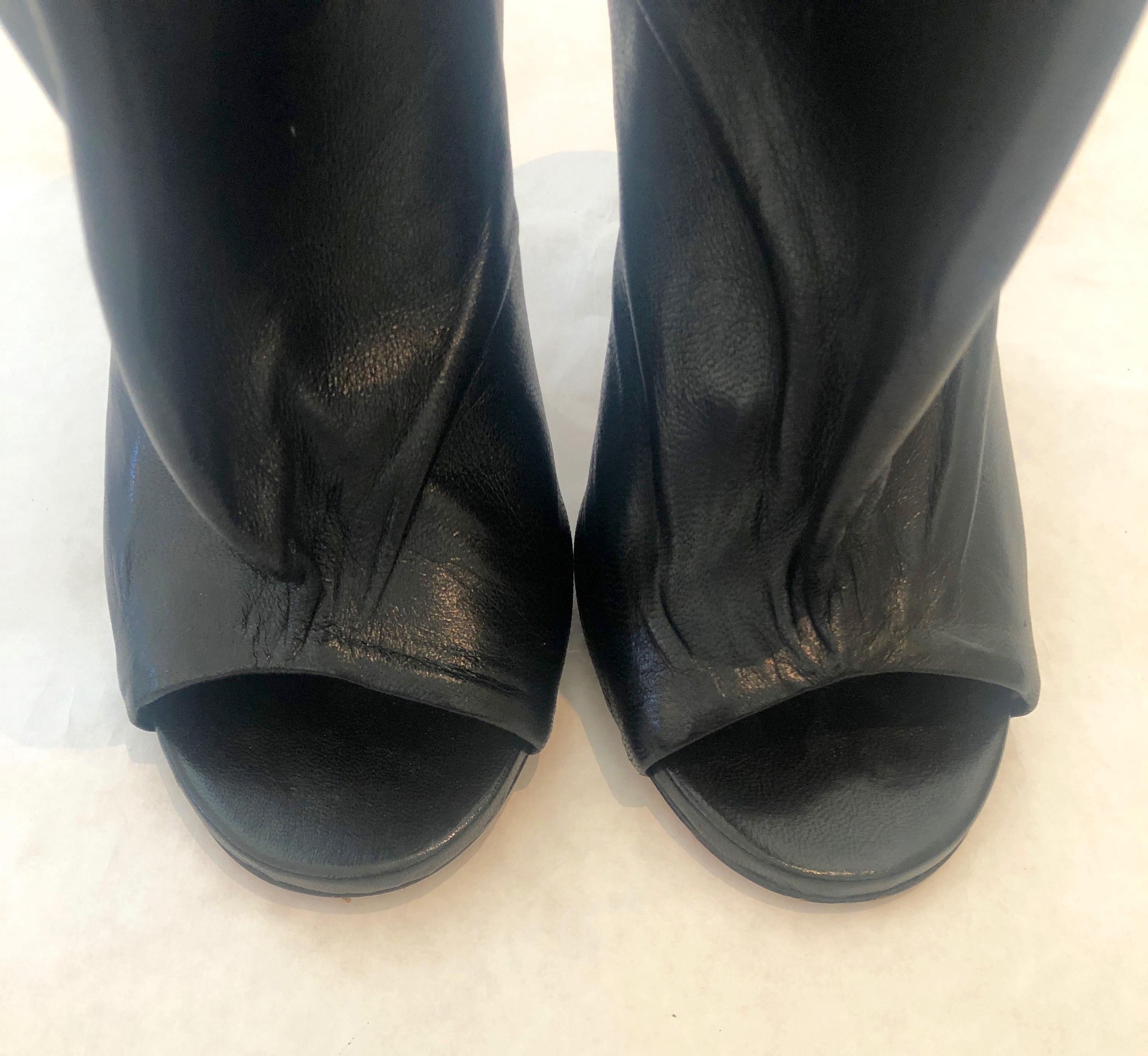 Pair of Maison Martin Margiala Black Open Toe Ankle Boots w/ Wide Unfitted Top  For Sale 8