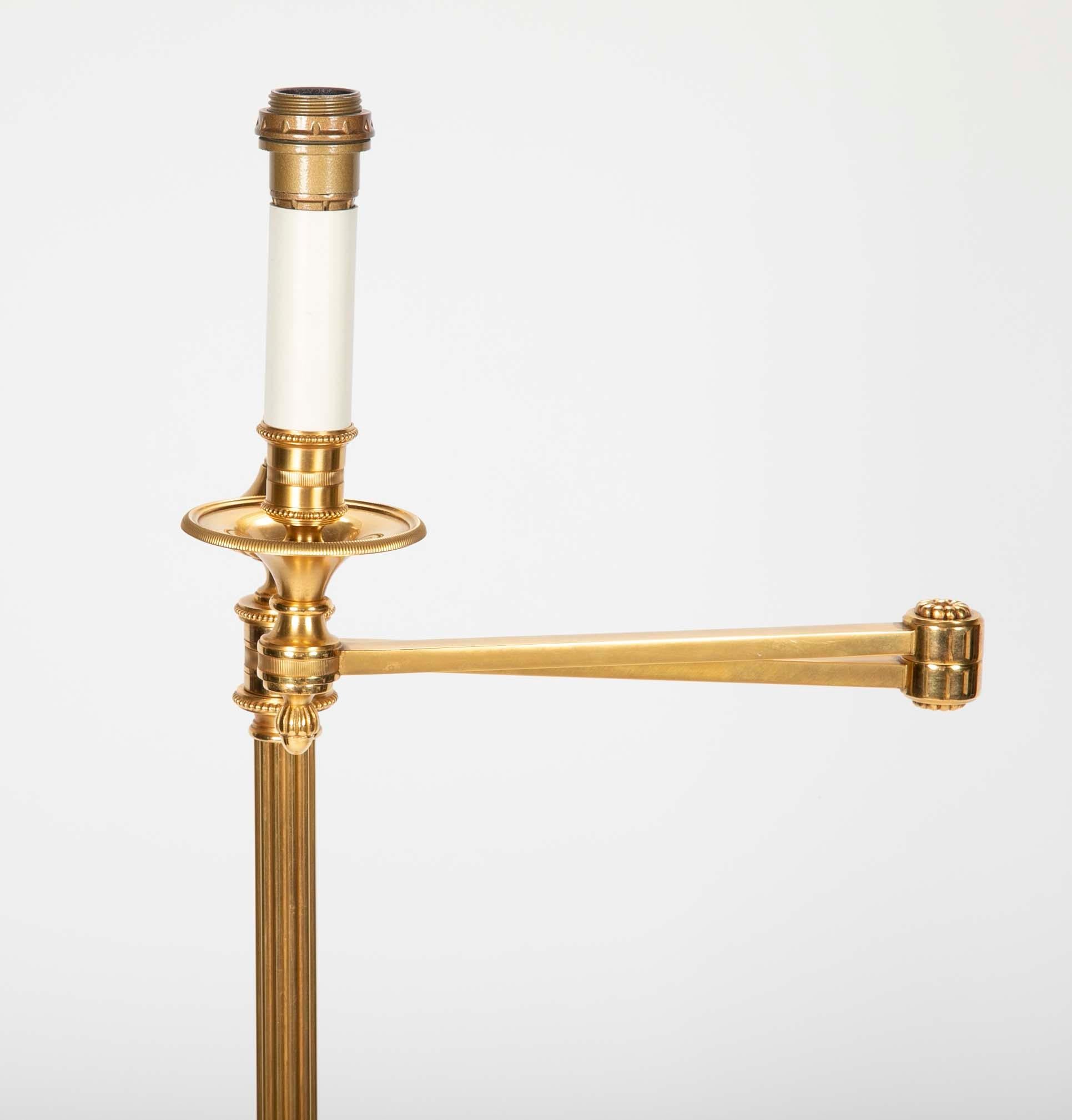 20th Century Pair of Maison Meilleur Gilded Bronze Swing-Arm Lamps