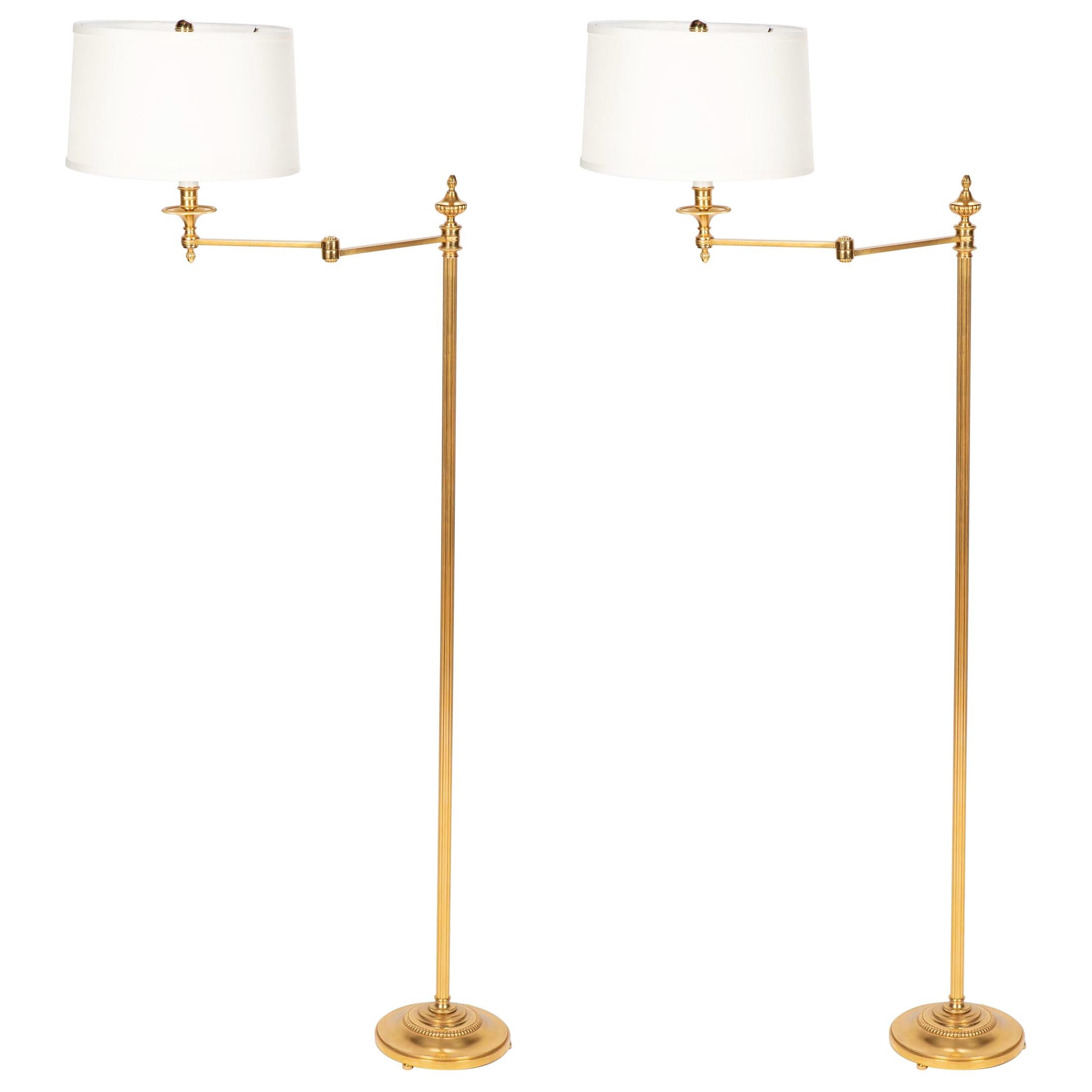 Pair of Maison Meilleur Gilded Bronze Swing-Arm Lamps