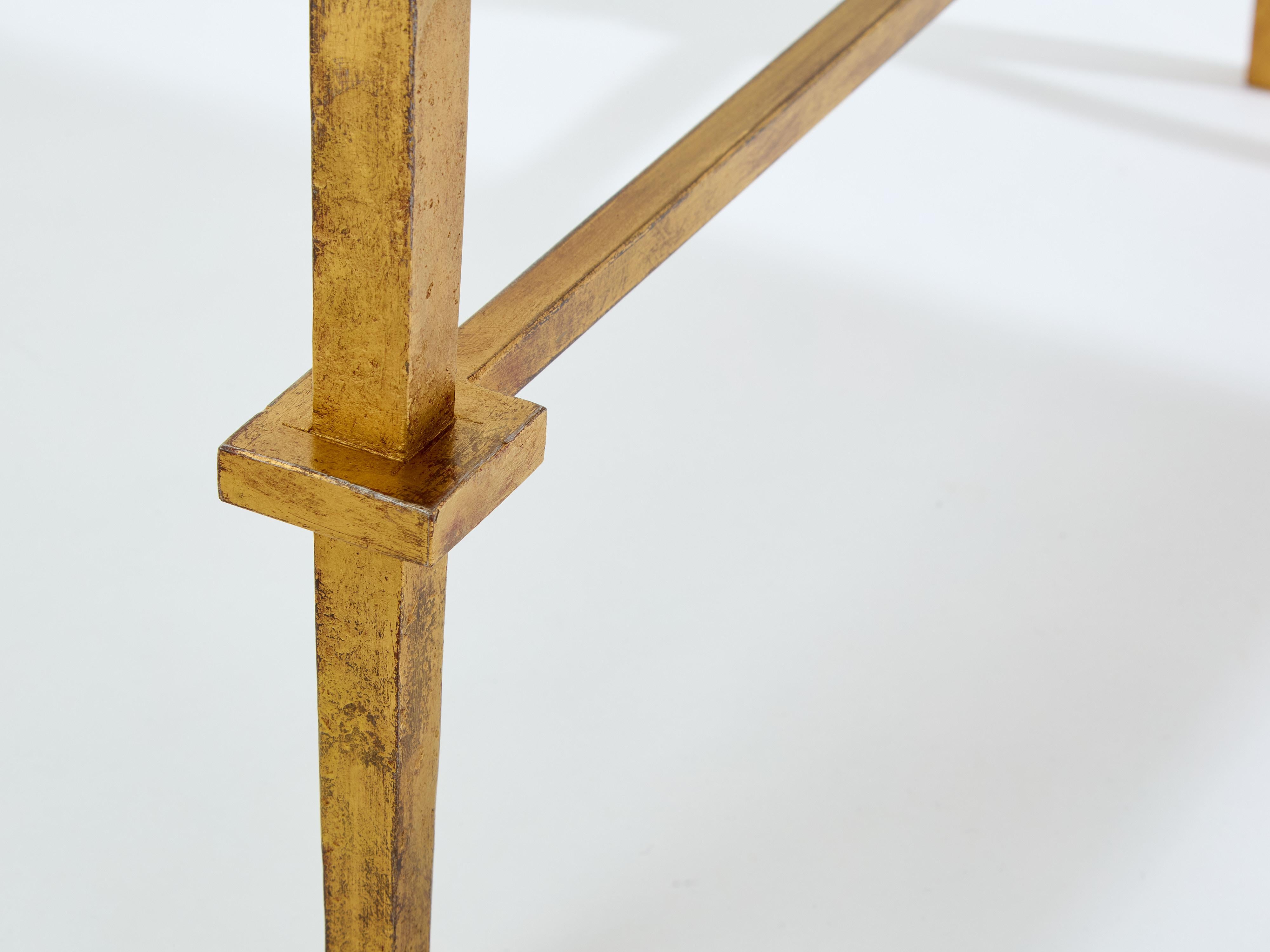 Paar Beistelltische von Maison Ramsay aus vergoldetem Eisen und schwarzem Lack, 1950 im Angebot 5