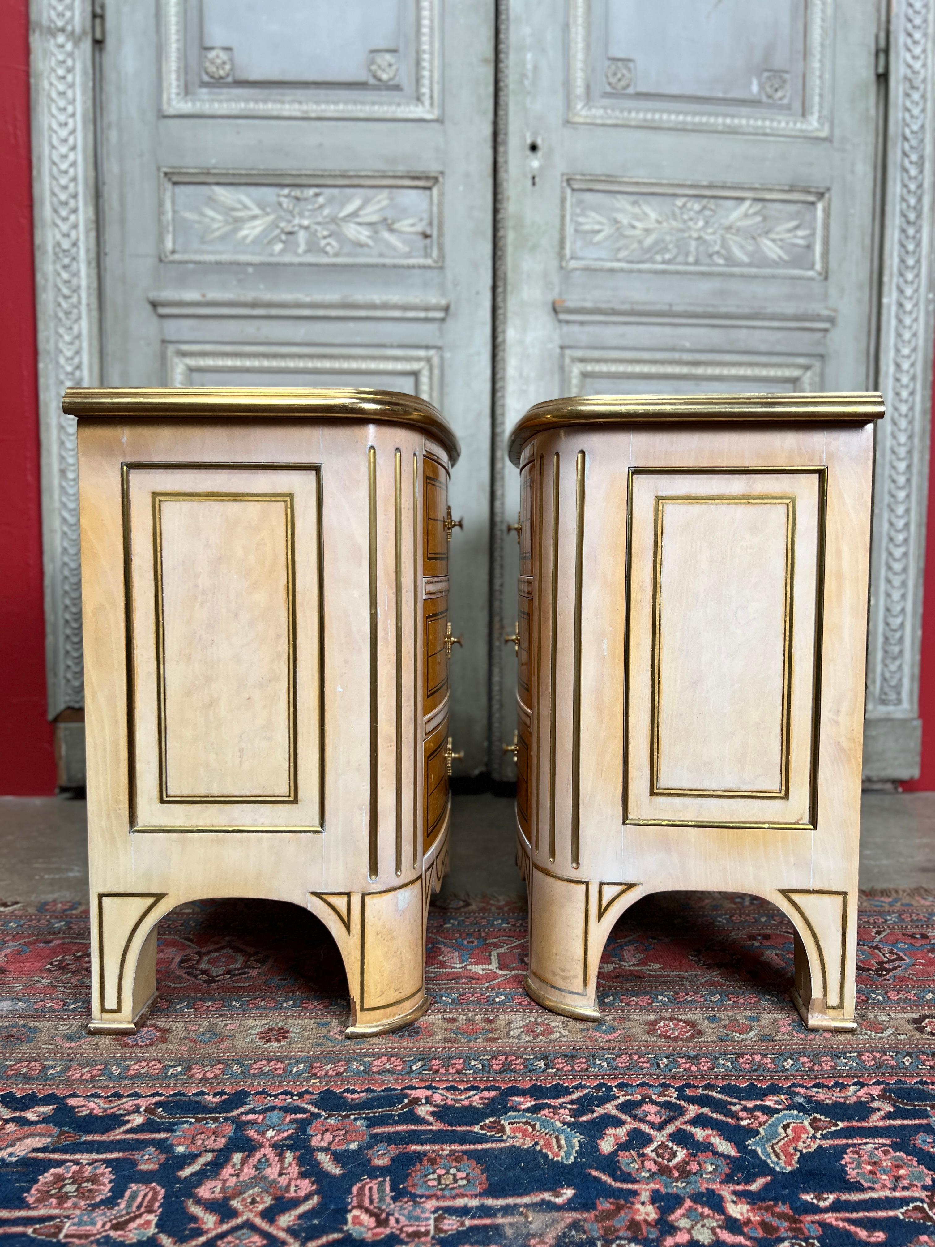 Pair of Maison Romeo Chest of Drawers in Maple Bronze and Pink Lacquer In Good Condition For Sale In Dallas, TX