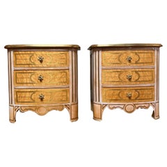 Vintage Pair of Maison Romeo Chest of Drawers in Maple Bronze and Pink Lacquer