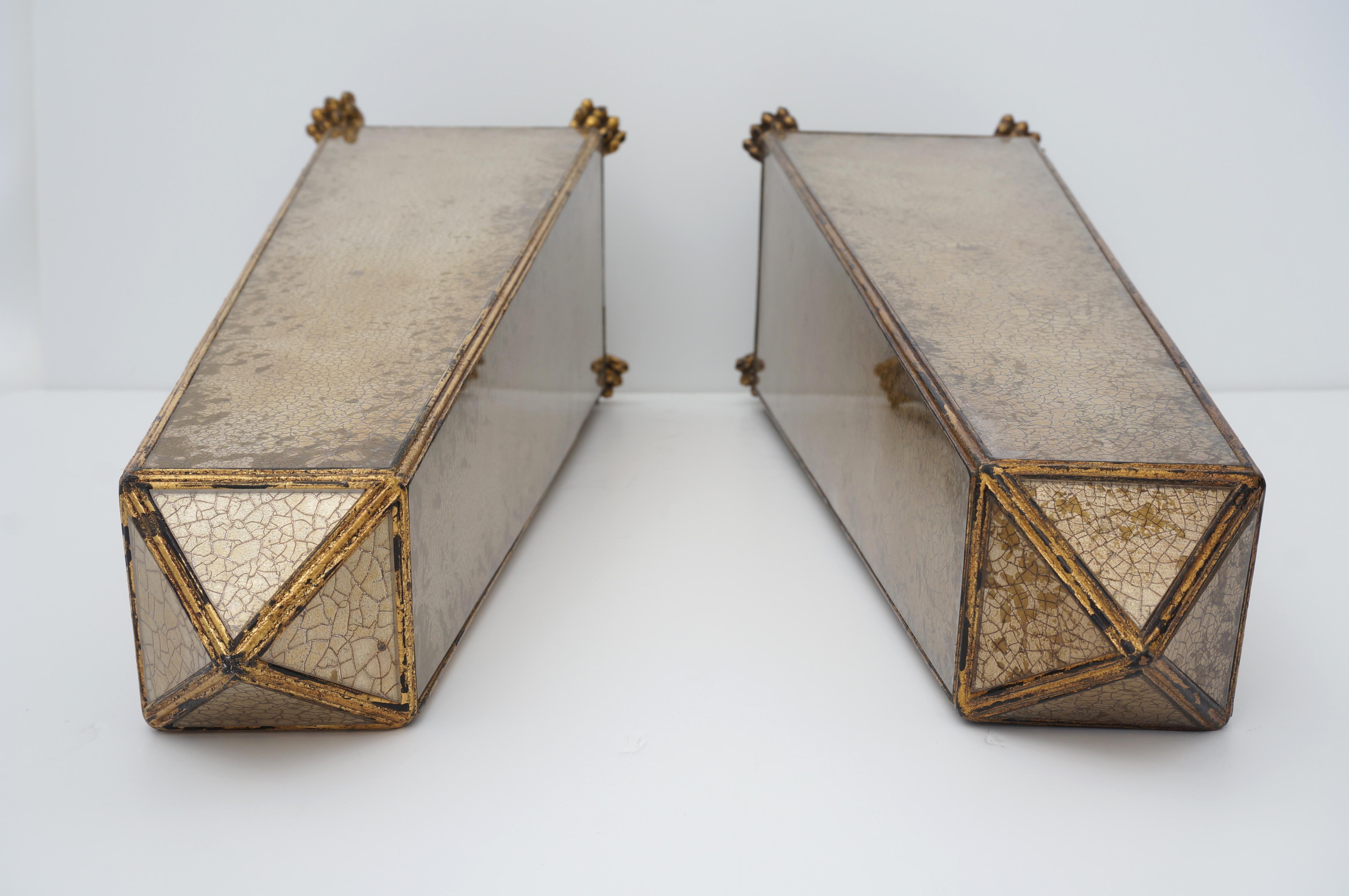 20th Century Pair of Maitland Smith Attributed Églomisé Obelisks