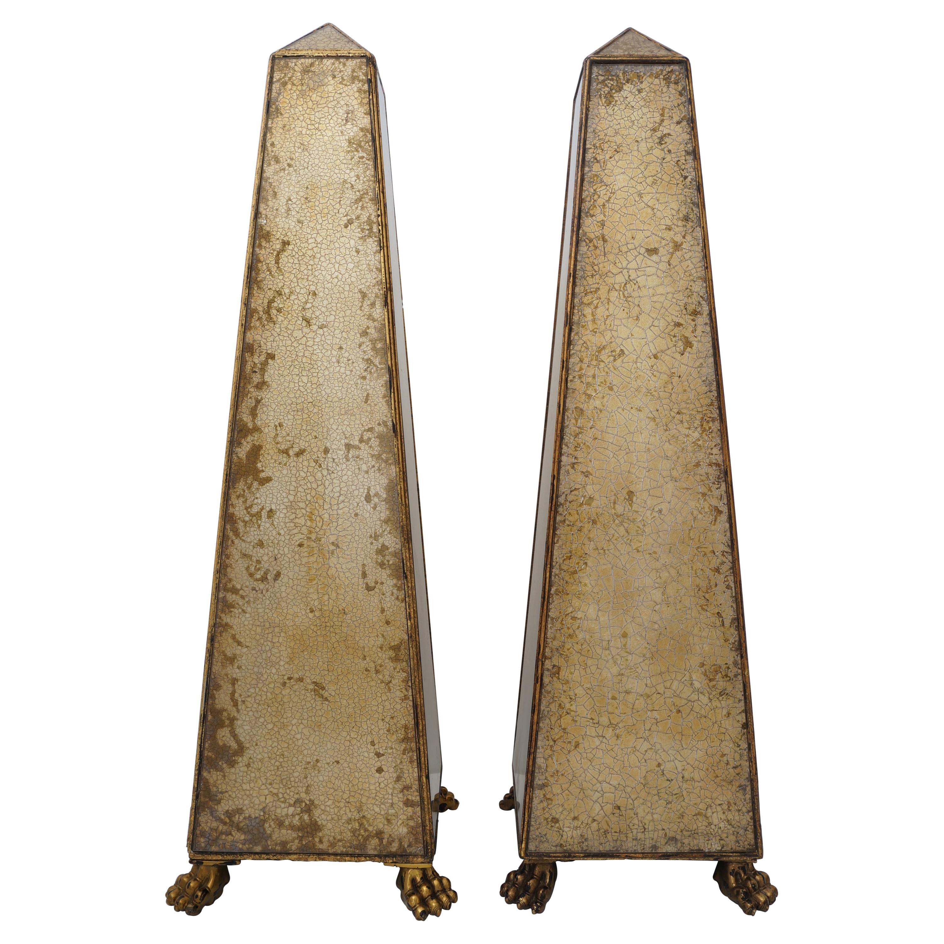 Pair of Maitland Smith Attributed Églomisé Obelisks