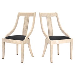Pair of Maitland Smith Attributed Tessellated Stone Gondola Chairs