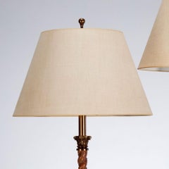 Pair of Maitland-Smith Barley Twist Style Table Lamps with Gilt Metal Mounts