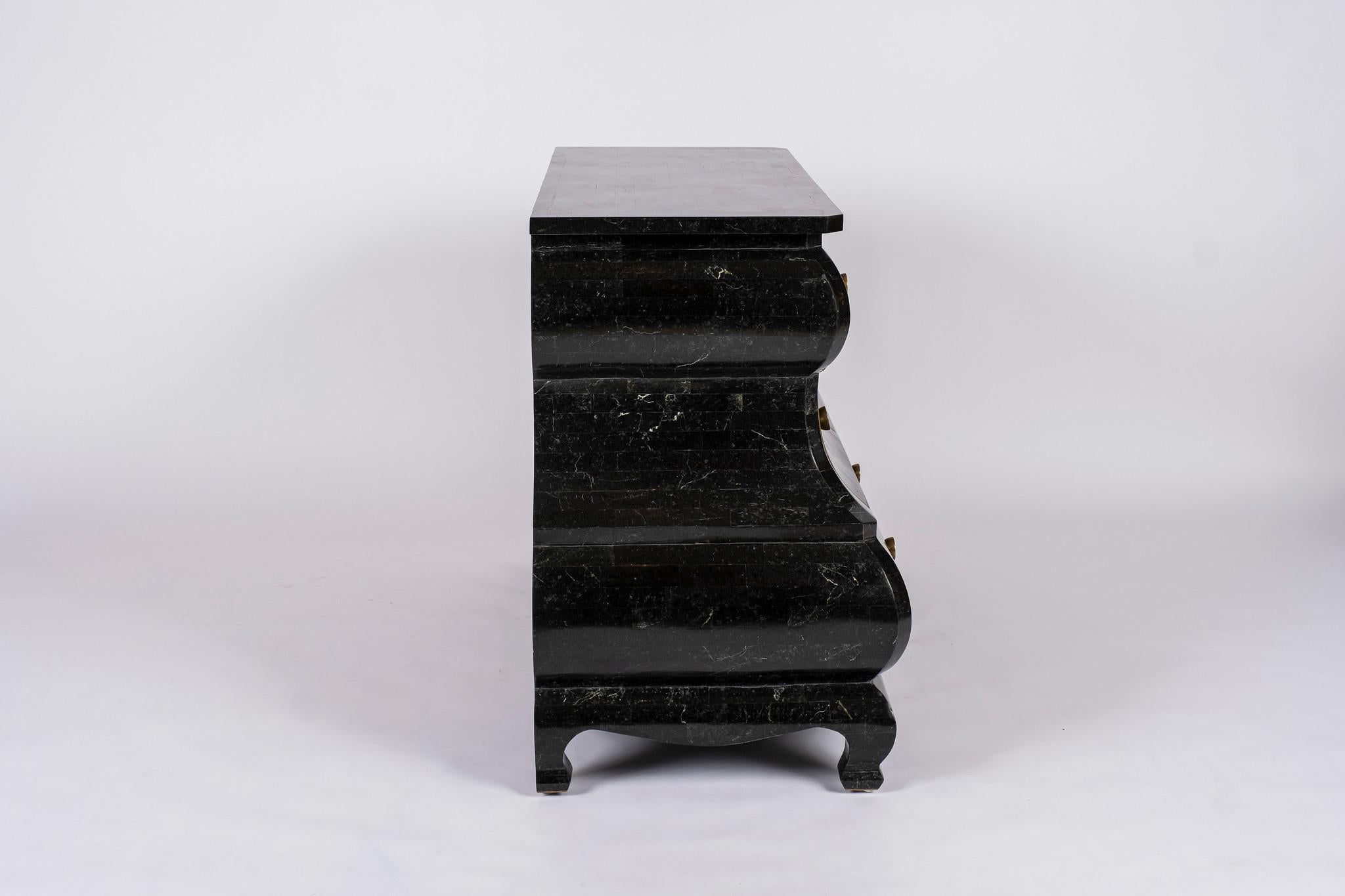 Pair of Maitland Smith Black Tessellated Bombay Chests 5