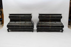 Pair of Maitland Smith Black Tessellated Bombay Chests