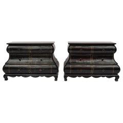 Pair of Maitland Smith Black Tessellated Bombay Chests