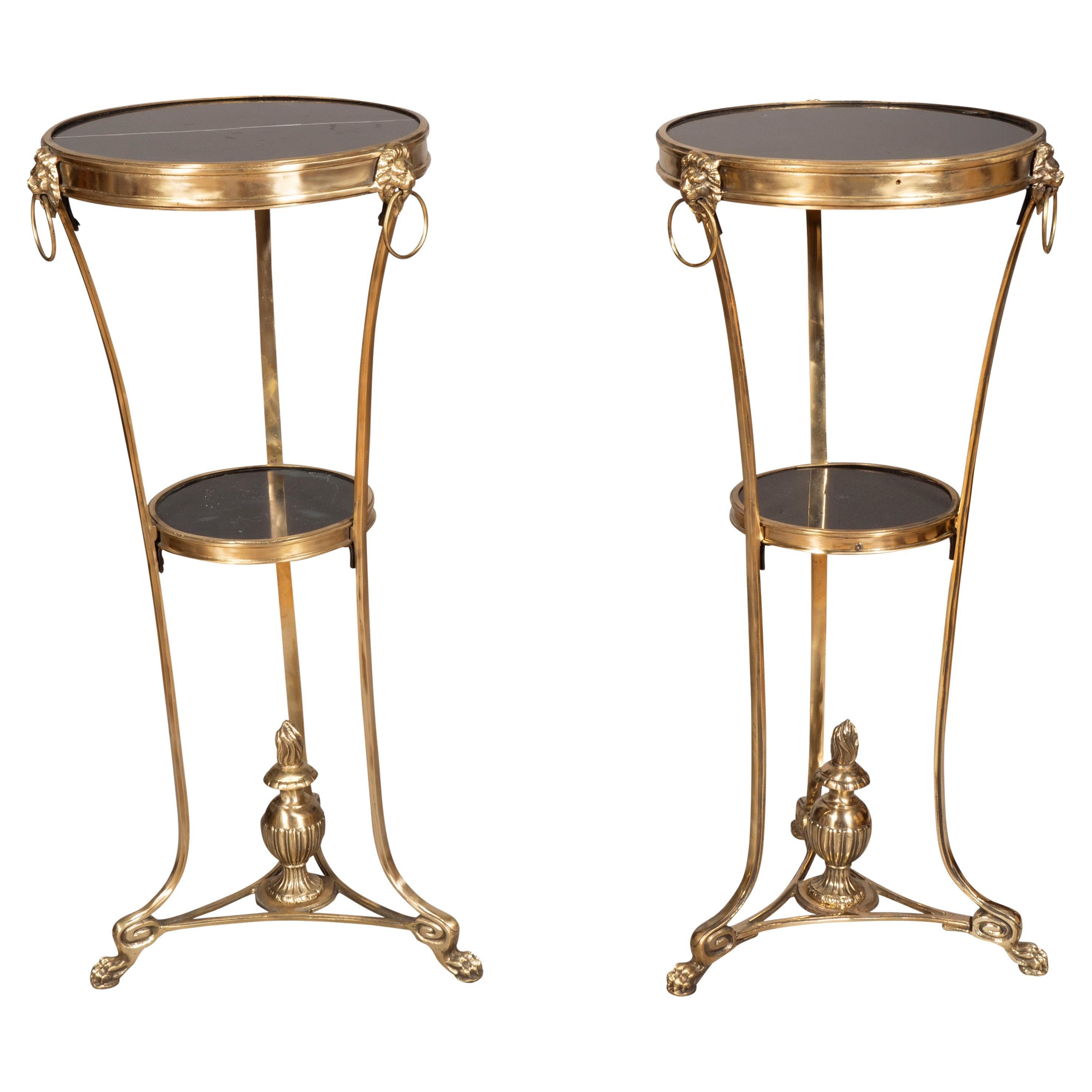 Pair Of Maitland Smith Brass Tables For Sale