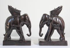 Pair of Maitland Smith Bronze Elephant Vintage Candlesticks