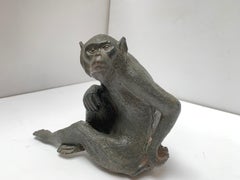 Pair of Maitland Smith Bronze Monkey Door Stops, Bookends, Paper Weights
