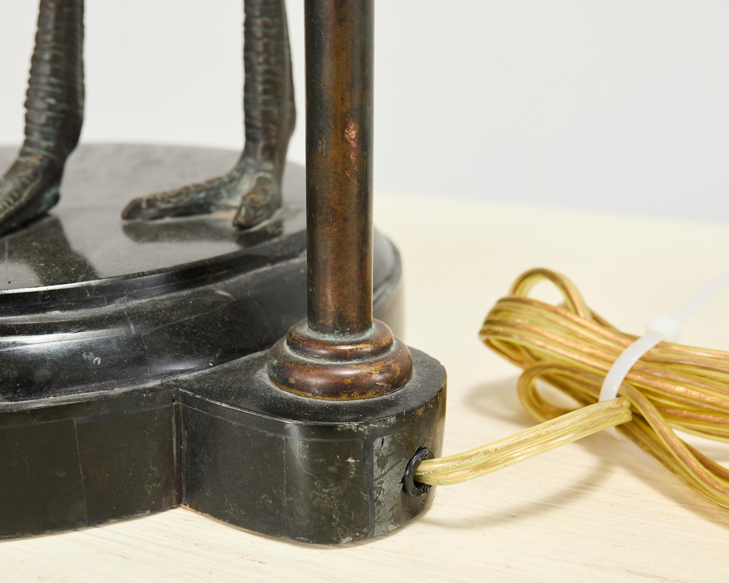 Paire de lampes de table en bronze Maitland Smith à l'effigie de l'autruche en vente 11