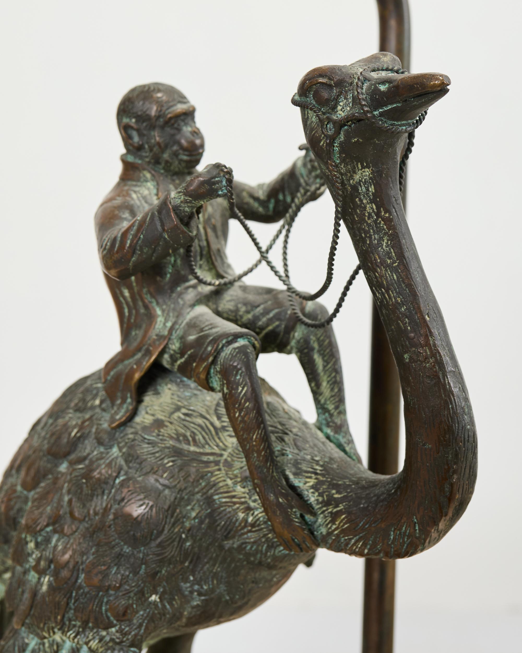 Bronze Paire de lampes de table en bronze Maitland Smith à l'effigie de l'autruche en vente