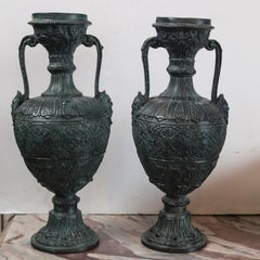 Pair of Maitland Smith Bronze Urns