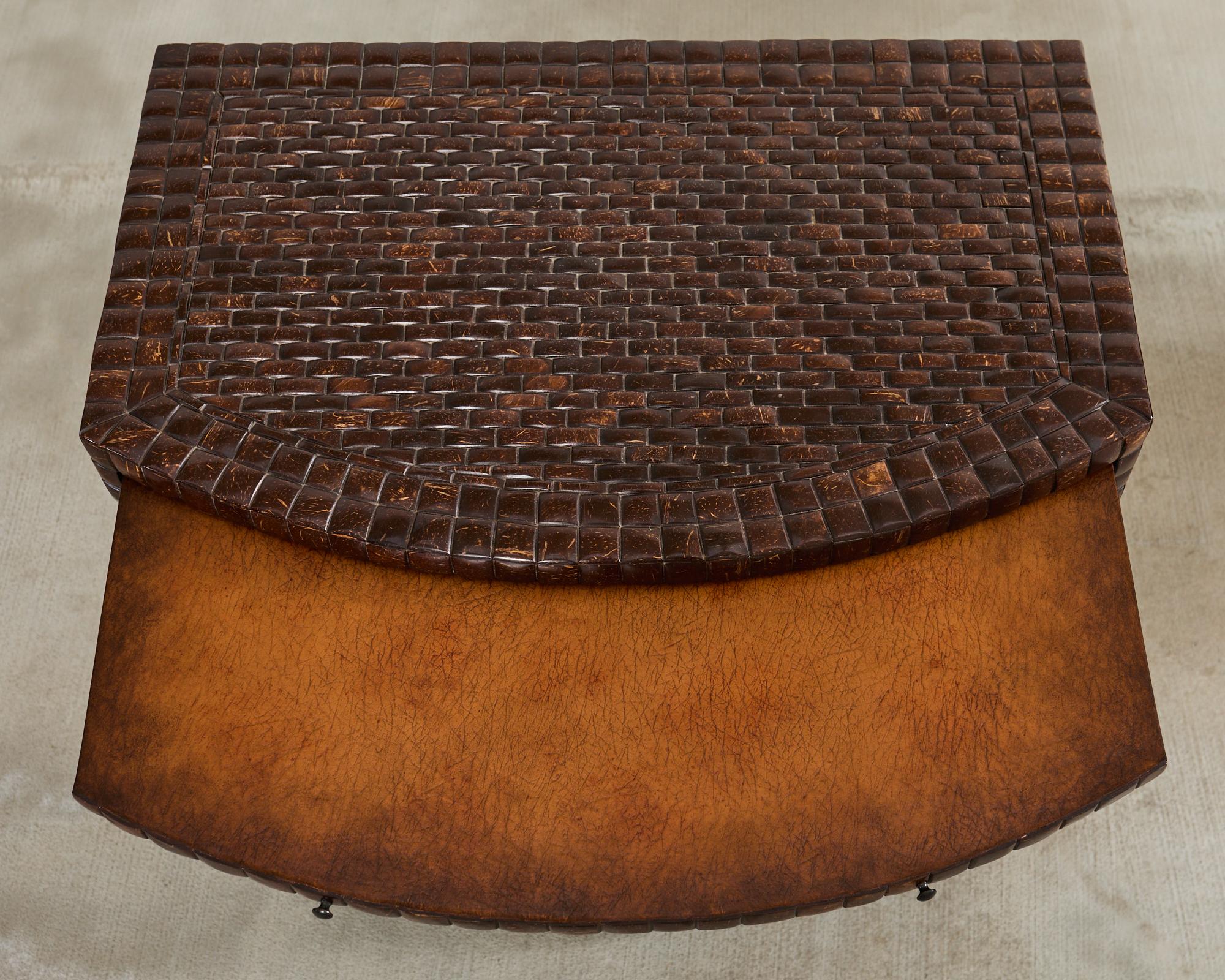 Pair of Maitland-Smith Coconut Shell Bronze Veneer Commodes 4