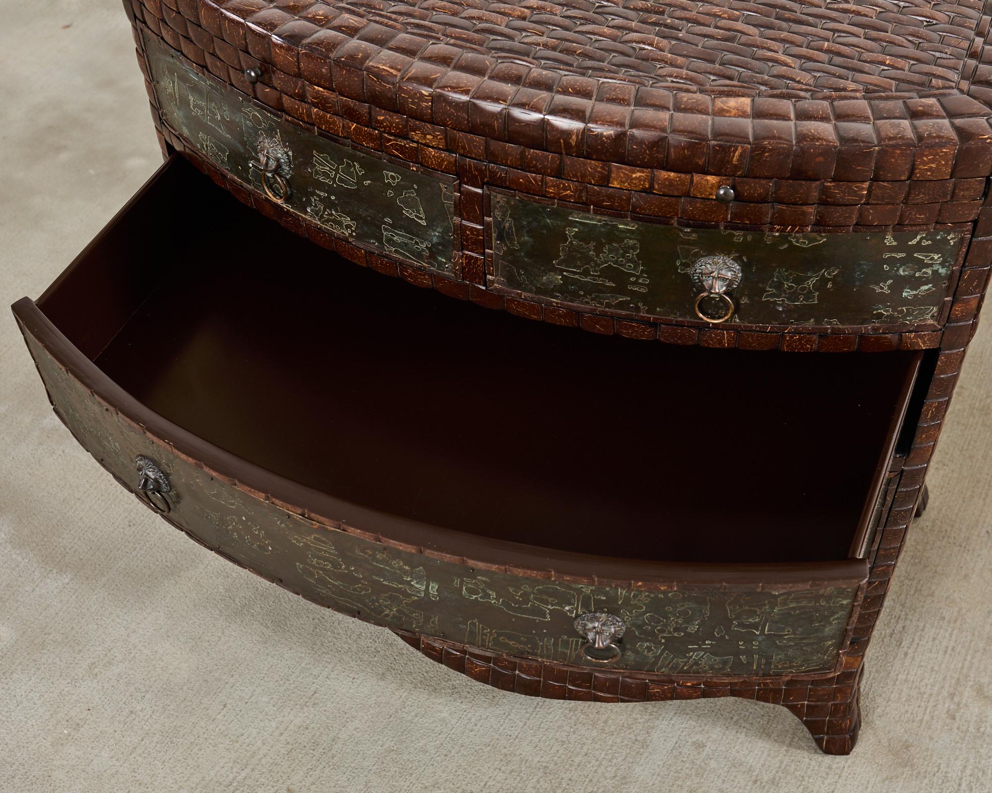 Pair of Maitland-Smith Coconut Shell Bronze Veneer Commodes 8