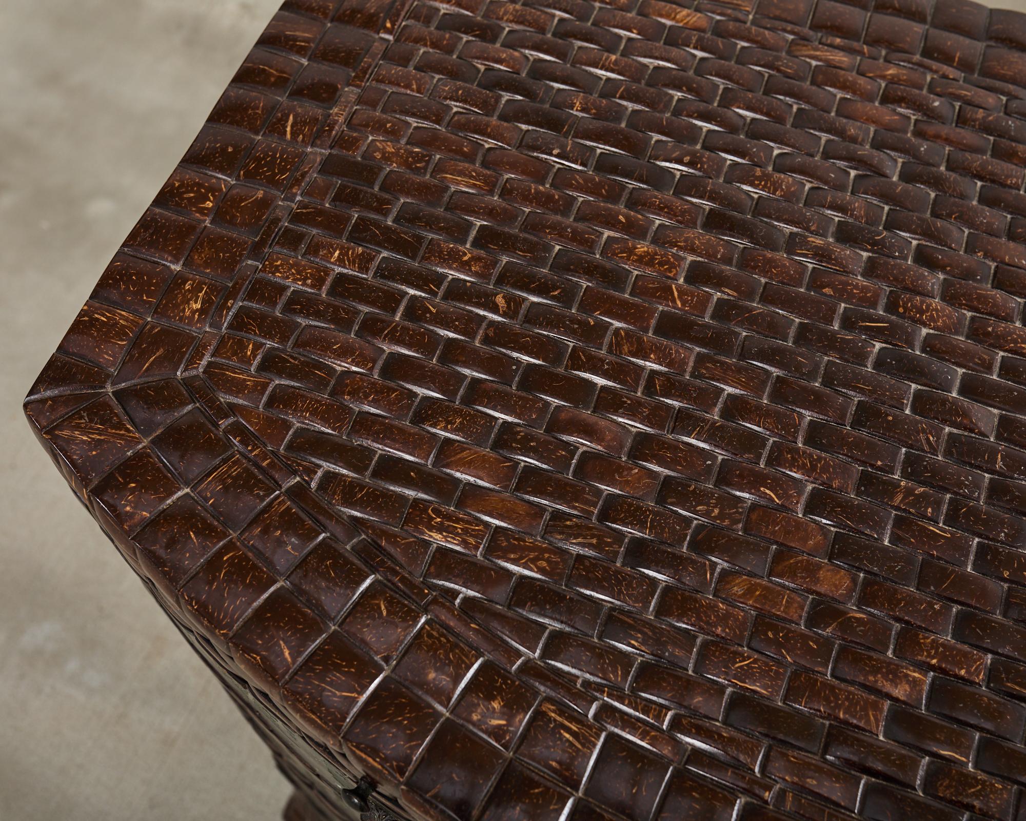Pair of Maitland-Smith Coconut Shell Bronze Veneer Commodes 11