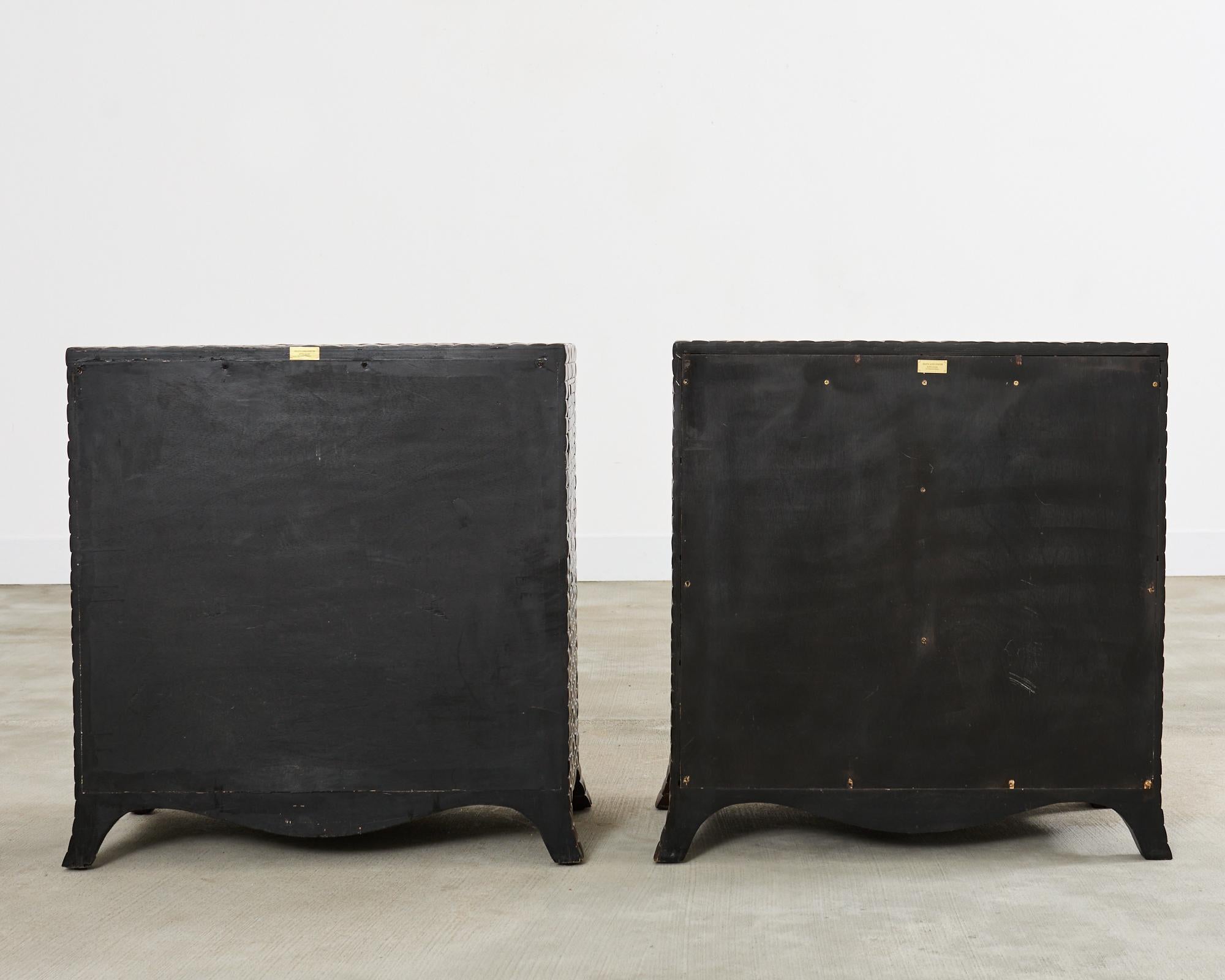Pair of Maitland-Smith Coconut Shell Bronze Veneer Commodes 14