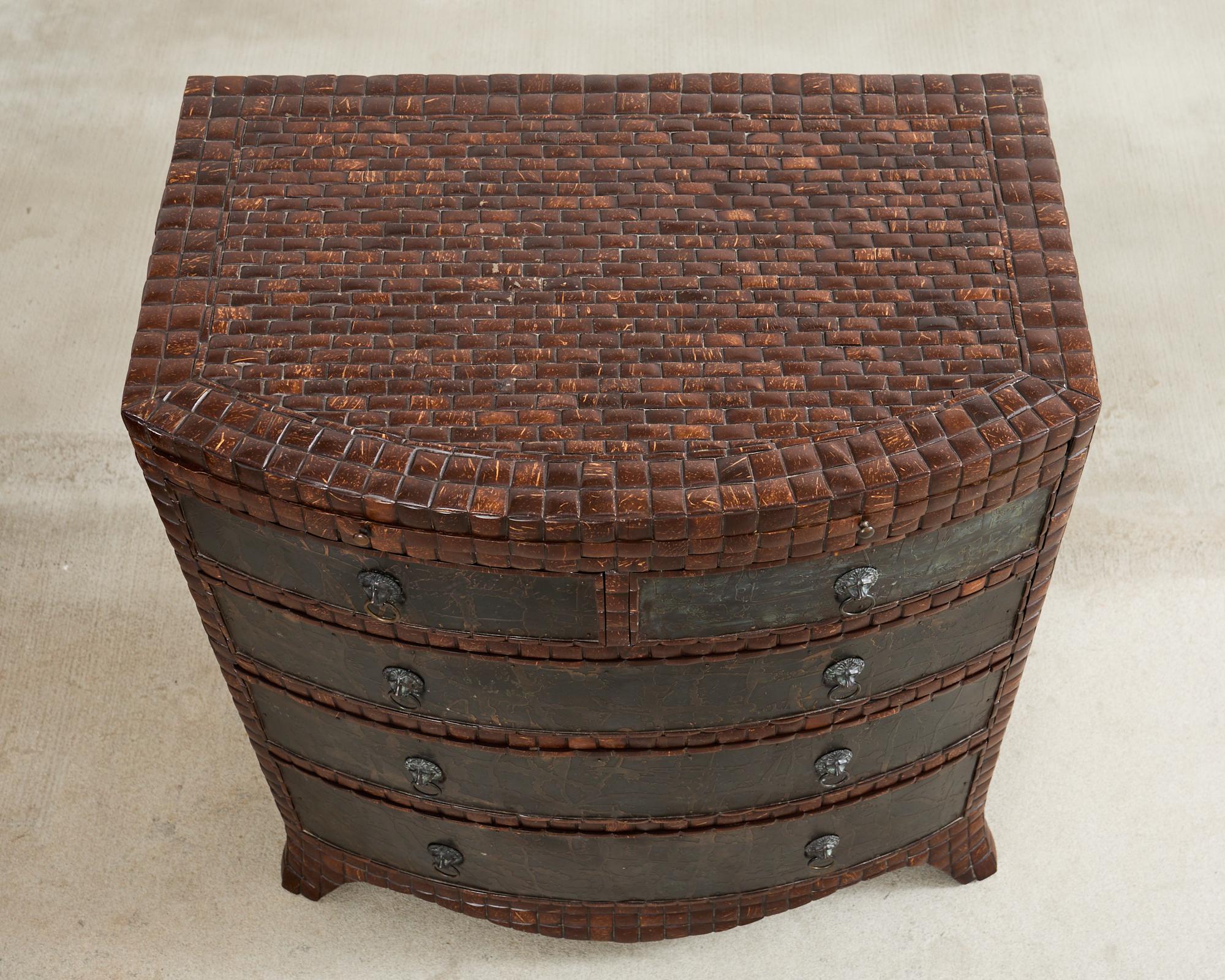Pair of Maitland-Smith Coconut Shell Bronze Veneer Commodes 2