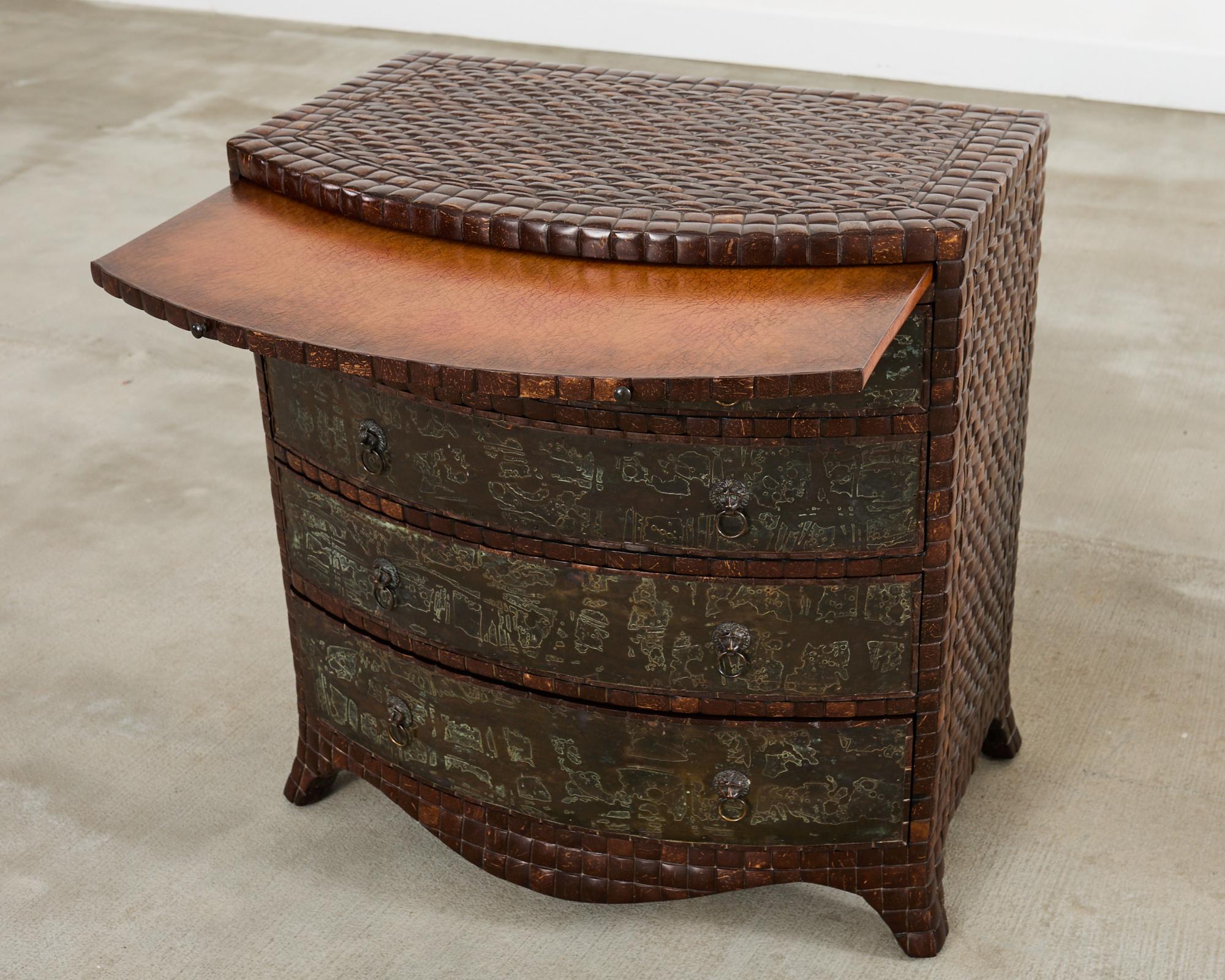 Pair of Maitland-Smith Coconut Shell Bronze Veneer Commodes 3