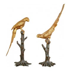Pair of Maitland-Smith Decorative Brass Parrot Figures