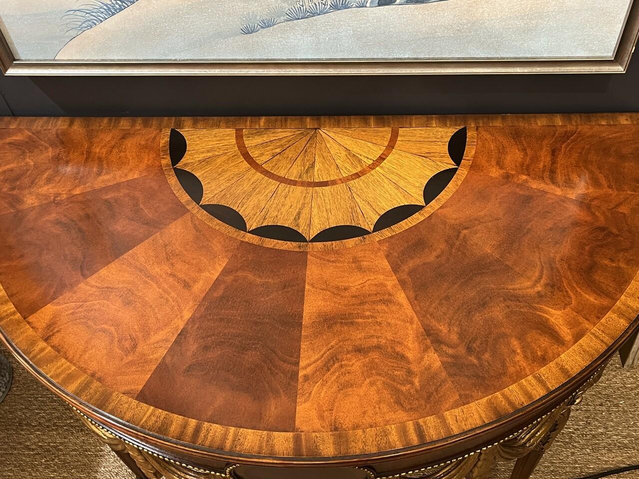 Neoclassical Pair of Maitland Smith Demilune  Tables