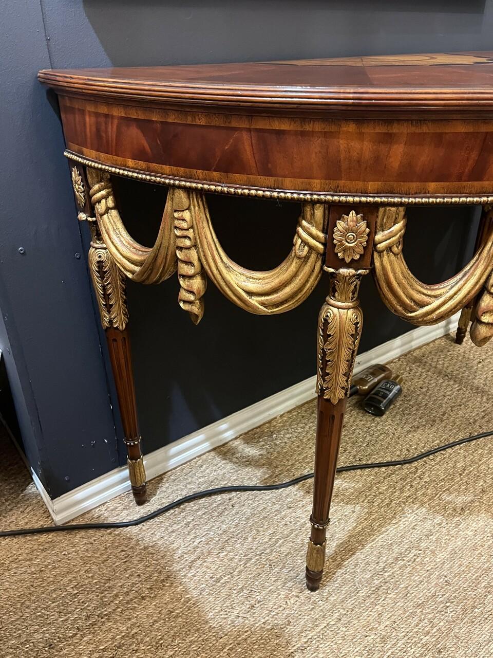 20th Century Pair of Maitland Smith Demilune  Tables