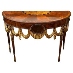 Pair of Maitland Smith Demilune  Tables