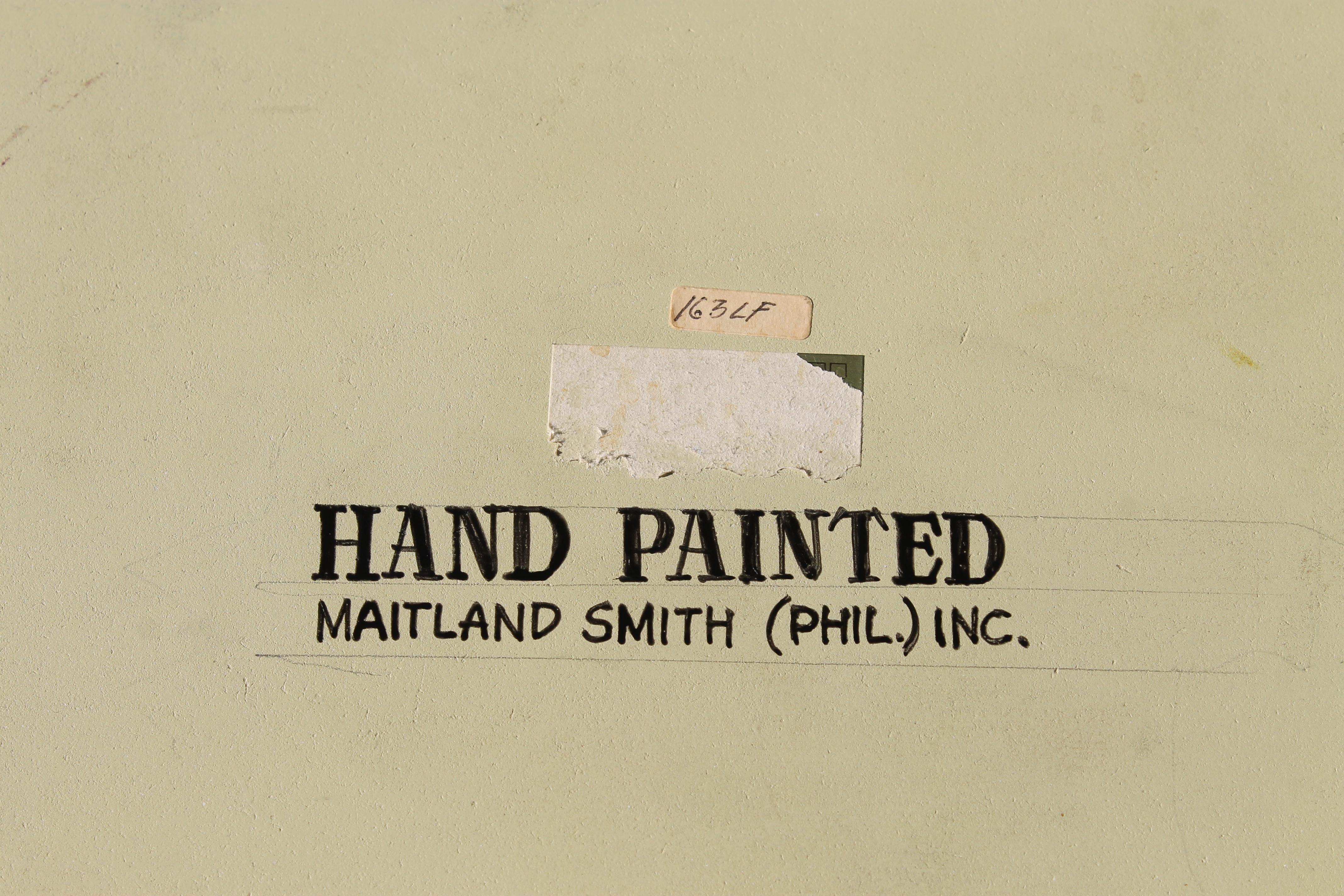 Paire de demi-lunes Maitland Smith, peintes à la main en fausse finition en vente 4