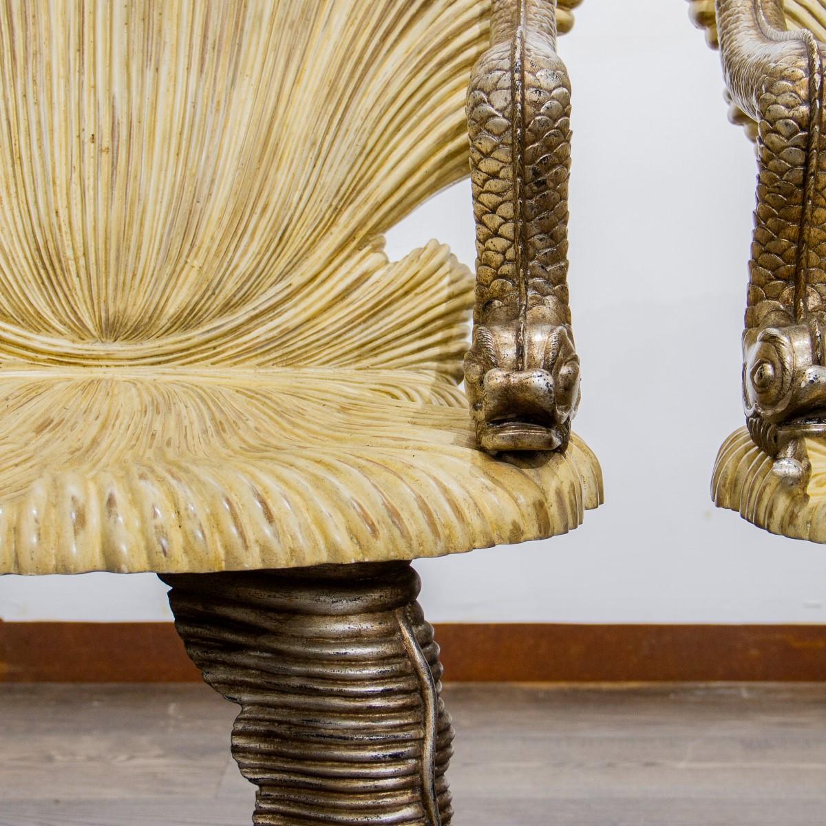 Mid-Century Modern Pair of Maitland Smith Grotto Chairs, 1990s