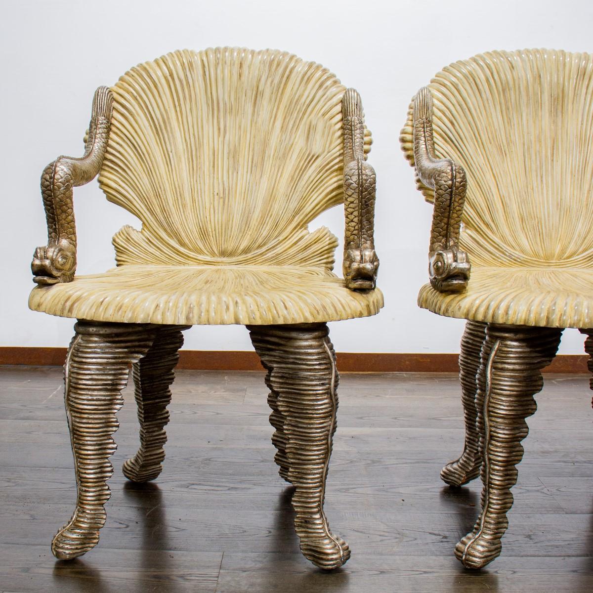 Philippine Pair of Maitland Smith Grotto Chairs, 1990s