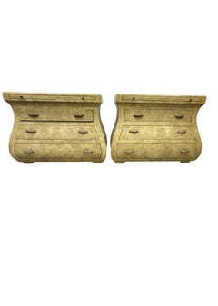 Pair of Maitland Smith Leather Wrapped Bombé Chests of Drawers
