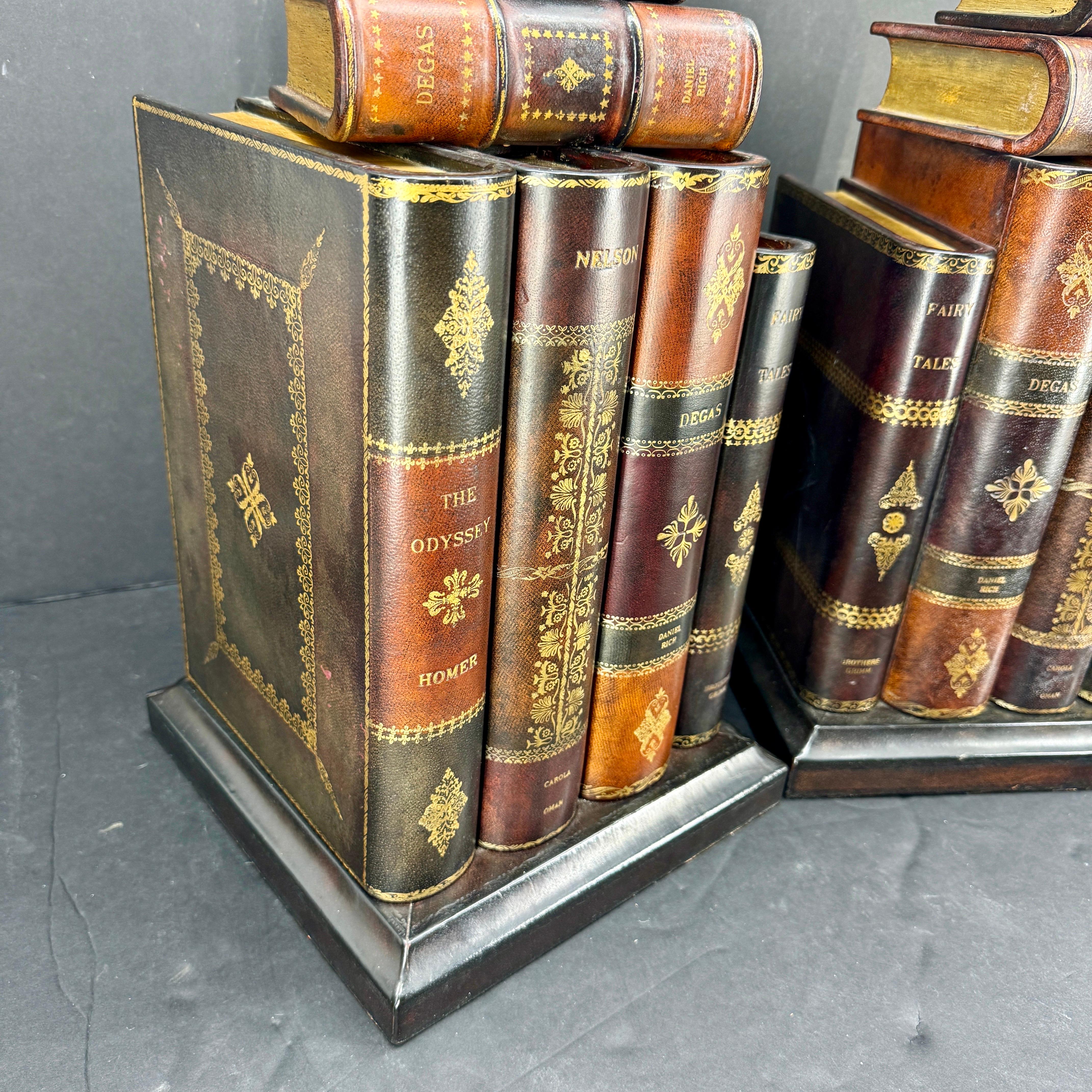 Pair of Maitland Smith Library Leather Book Table Lamps 7