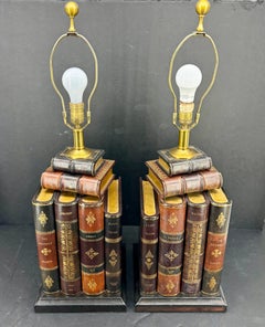 Pair of Maitland Smith Library Leather Book Table Lamps