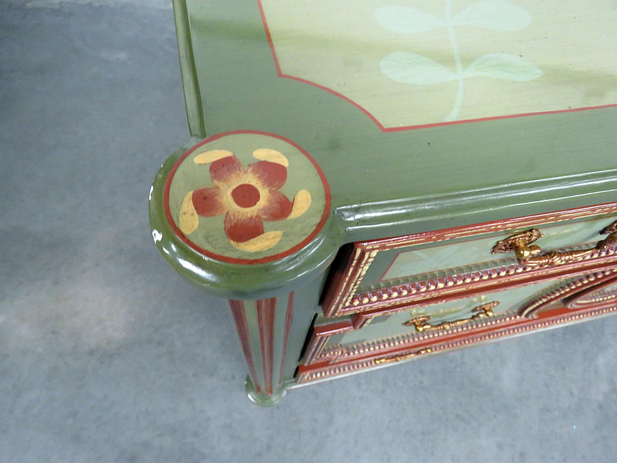 Painted Pair of Maitland Smith Louis XVI Style Commodes