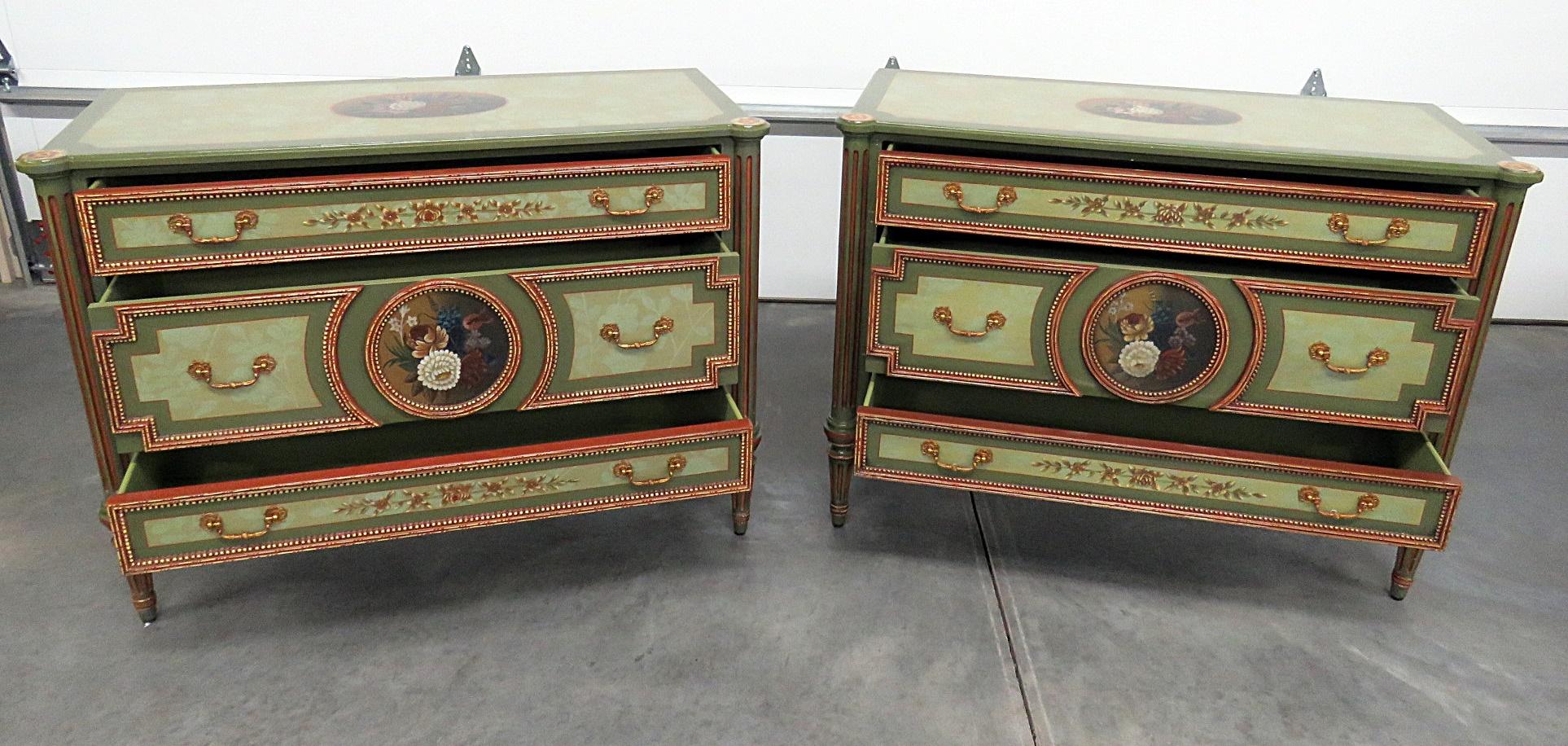 20th Century Pair of Maitland Smith Louis XVI Style Commodes