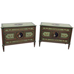 Pair of Maitland Smith Louis XVI Style Commodes