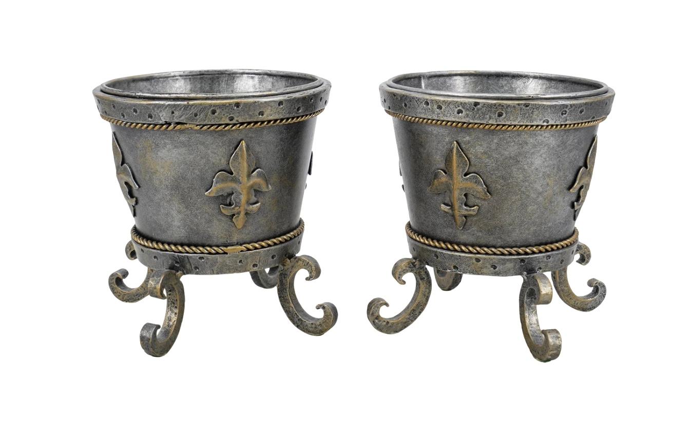 Pair Of Maitland Smith Metal Planters For Sale 1